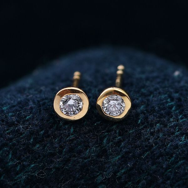 LUXURIANT SI-GH Labor Diamant Ohrringe, 925 Silber Gelbgold Vermeil - 0,25 ct. image number 2