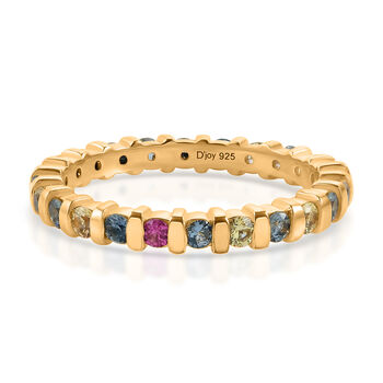 D'Joy Mehrfarbig Saphir Ring 925 Silber 750 Gelbgold vermeil (Gr&ouml;&szlig;e 21.00) ca. 1,16 ct