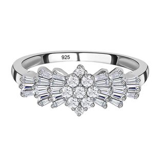 Moissanit Ballerina-Ring, 925 Silber rhodiniert (Größe 16.00) ca. 1,12 ct Moissanit Ballerina-Ring, 925 Silber rhodiniert (Größe 16.00) ca. 1,12 ct