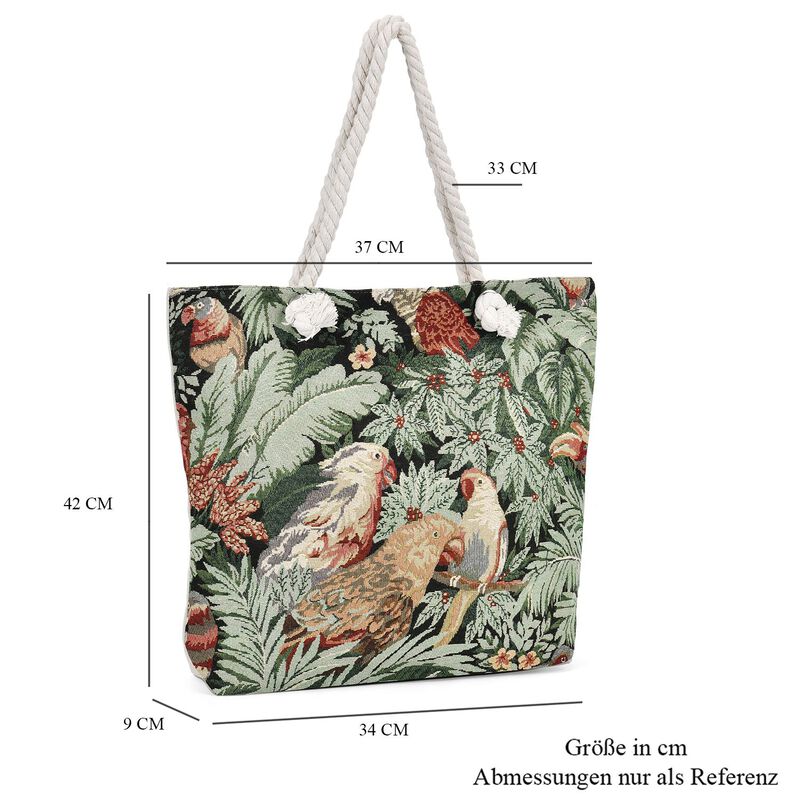 Kreative Tote Bag mit Papageiendruck | SHOPLC