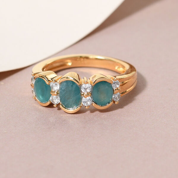 Grandidierit und Zirkon-Ring, 925 Silber vergoldet  ca. 1,43 ct image number 2