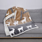 Hoodie-Decke mit Sherpa-Futter, Hirsch-Muster, Größe 150x200 cm, Schwarz und Braun image number 0
