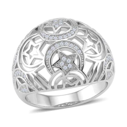 Wei&szlig;er Zirkonia Ring Nickelfreies Messing (Gr&ouml;&szlig;e 21.25)