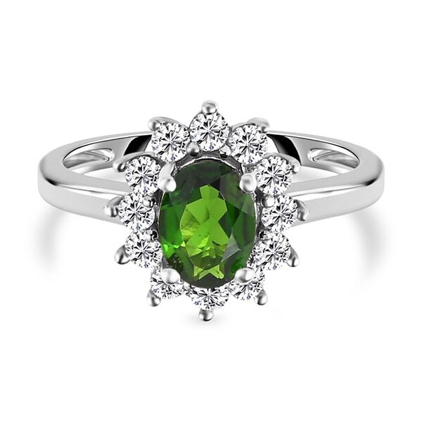 Nat&uuml;rlicher Chromdiopsid und Zirkon-Ring - 1,39 ct.