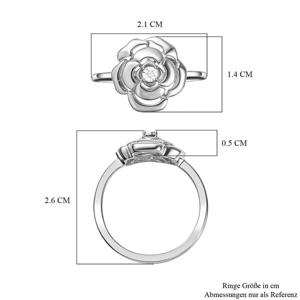 Wei&szlig;er Diamant Rosendesign-Ring, 925 Silber platiniert (Gr&ouml;&szlig;e 17.00) image number 7