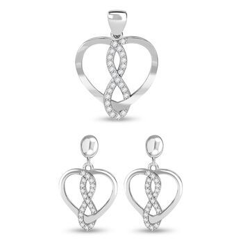 LUSTRO STELLA - Wei&szlig;er Zirkonia Schmuckset 925 Silber rhodiniert