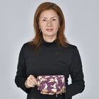 3er-Set Jute Brieftasche, Blattmuster, Größe 19,5x3x9,5 cm, Lila und Gold image number 1