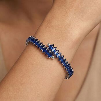 Blau Kristall Armreif ca. Flexibles cm Nickelfreies Messing 10.00 ct