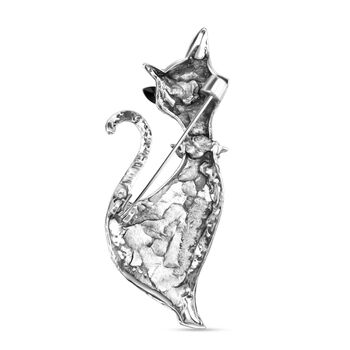 Mehrfarbige Kristall-Brosche, Katze