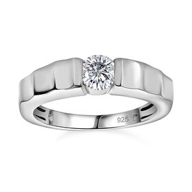 EF Moissanit Ring in rhodiniertem Silber - 0,43 ct.