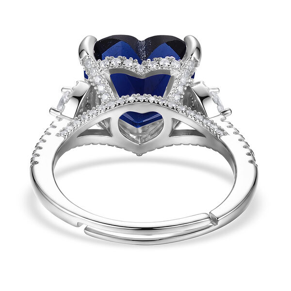 Blau Kristall und Wei&szlig;er Zirkonia Ring Nickelfreies Messing (Gr&ouml;&szlig;e 17.00) 1.01 ct image number 4