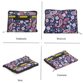 Faltbare Einkaufstasche aus wasserabweisendem Polyester, Paisley-Design, 40x43 cm, Tragegriffe 22 cm, Rot