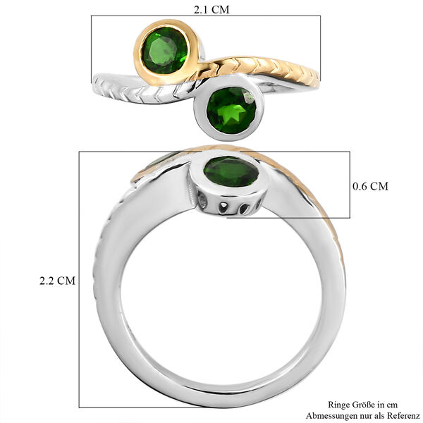 Nat&uuml;rlicher Chromdiopsid Bypass Ring 925 Silber bicolor  ca. 0,83 ct image number 7