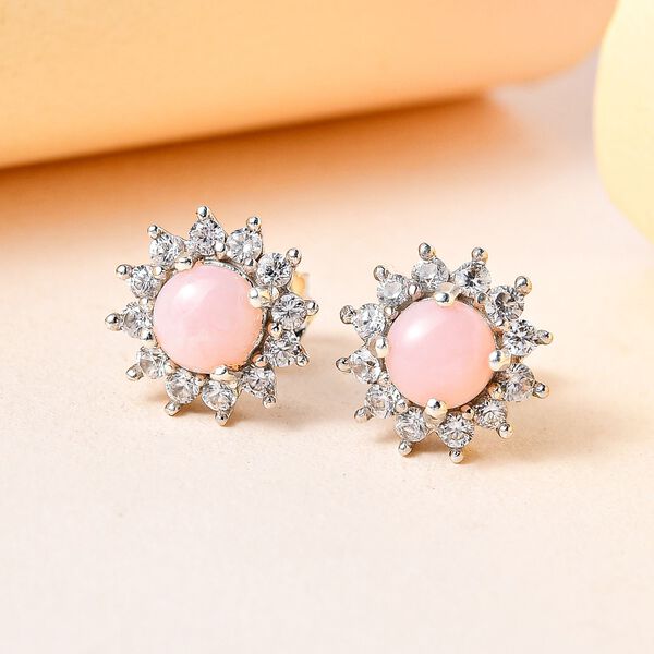 AA rosa Opal und Zirkon Ohrringe, 925 Silber, 1,47 ct. image number 2