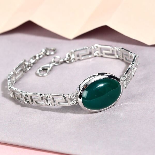 Gr&uuml;ner Onyx Armband ca. 19 cm Messing platiniert ca. 15,62 ct image number 2