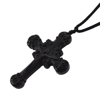 Schwarzer Glasachat Halskette 66 cm ca. 60,00 ct.