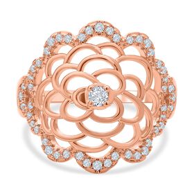 Weißer Zirkonia Ring, (Größe 19.00) ca.0  roséfarben 1.00 ct