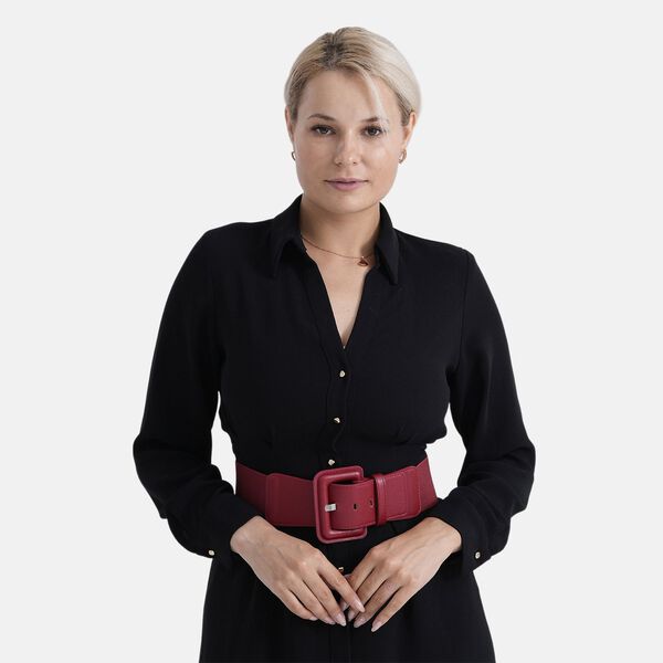 Stretch-Tailleng&uuml;rtel mit quadratischer Schnalle, 45x6cm, Bordeaux image number 2