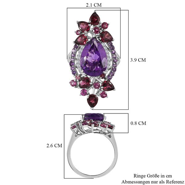 AA afrikanischer Amethyst, Rhodolith Granat und Zirkon-Ring - 8,64 ct. image number 7