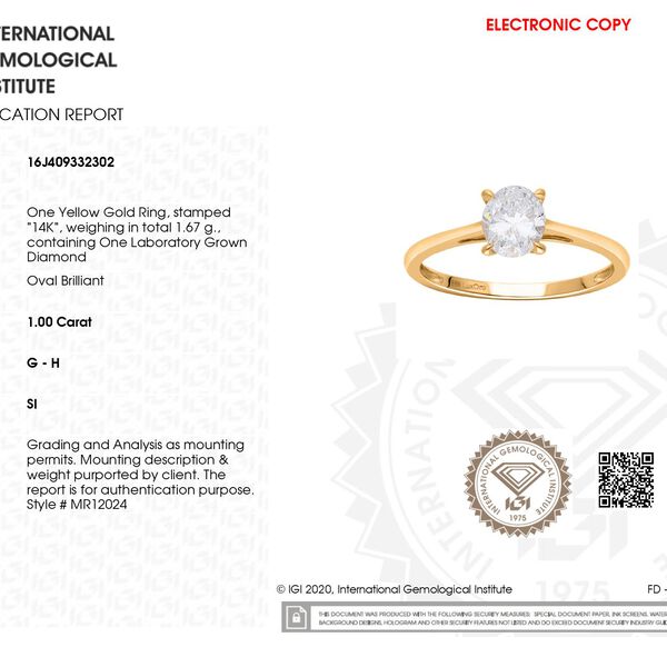 LUXORO IGI zertifizierter SI-GH Labor Diamant Ring in 585 Gelbgold - 1 ct. image number 8