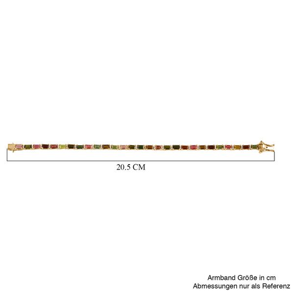 Mehrfach-Turmalin, Weißer Zirkon Armband ca. 19 cm 925 Silber Gelbgold Vermeil ca. 9.64 ct image number 4