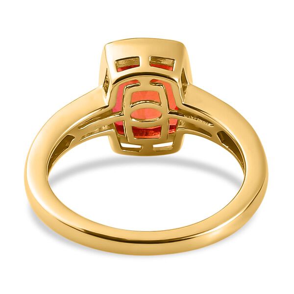 Padparadscha Triplett Quarz und wei&szlig;er Zirkon-Ring, 925 Silber vergoldet (Gr&ouml;&szlig;e 17.00) ca. 2,62 ct image number 6