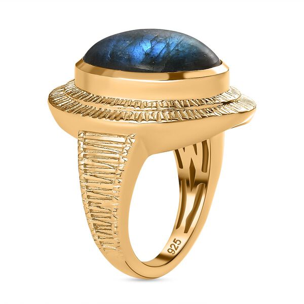 AAA Labradorit Ring 925 Silber 750 Gelbgold Vermeil (Größe 18.00) ca. 9,68 ct image number 5