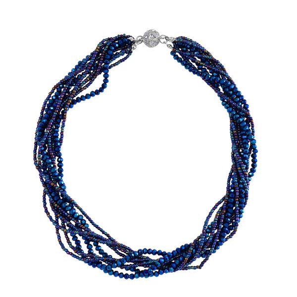 2er Set - Blau Kristall, Weißer Kristall Halskette und Ohrringe image number 2