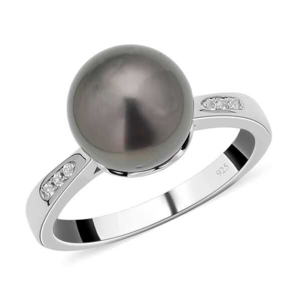 Tahiti Perle und Zirkon-Ring, 10-11mm image number 4