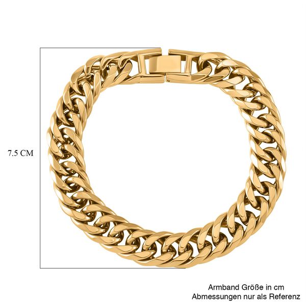 Panzerarmband, Hochglanzpoliert, Reiner Edelstahl, goldfarben, ca. 21 cm ca. 43,00g image number 5