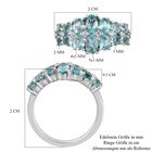 Blauer Apatit und Zirkon Cluster Ring 925 Silber Platin-Überzug image number 8