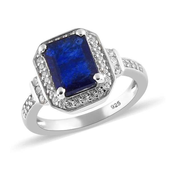 Masoala Saphir und Zirkon Halo Ring, 925 Silber platiniert, 3,75 ct. image number 4