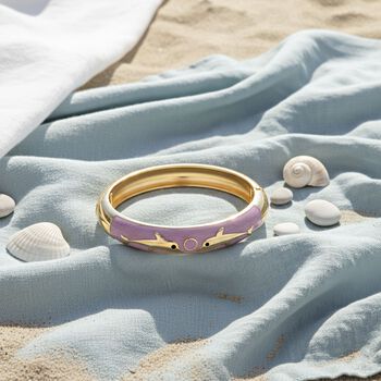 Emaille-Armreif mit Fischmotiv, Rosa, ca. 18,5 cm