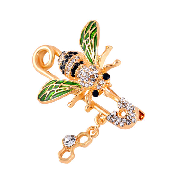 Schwarzer Kristall, Weißer Kristall Brosche  emailliert image number 3