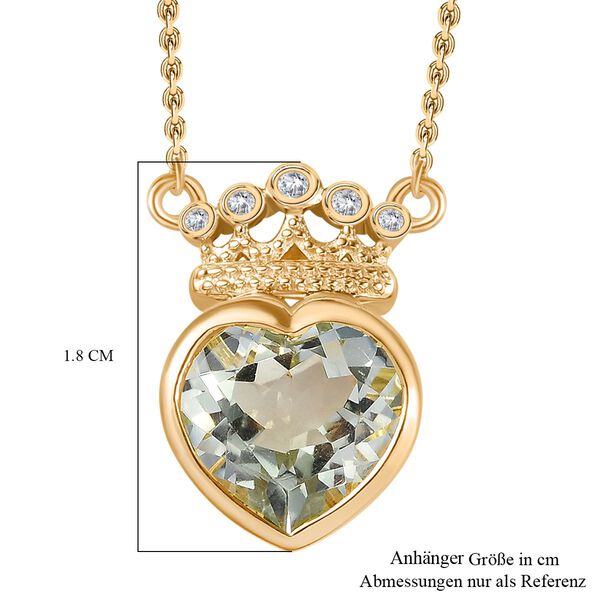 Prasiolite, Wei&szlig;er Zirkon Halskette ca. 45 cm 925 Silber 750 Gelbgold Vermeil ca. 3.17 ct image number 6