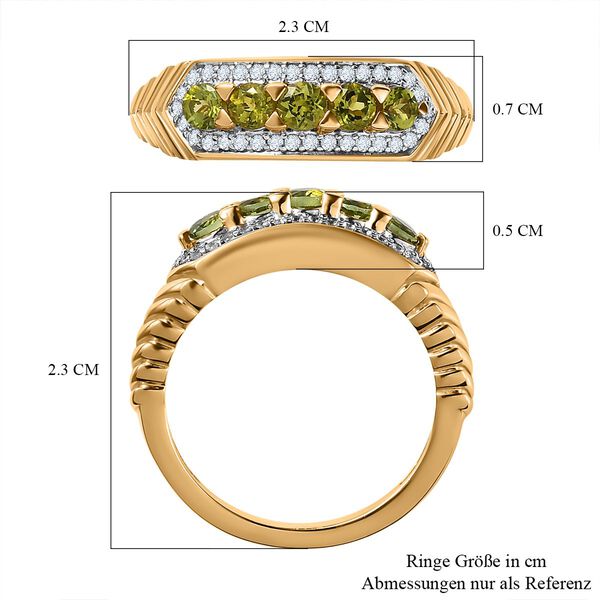 Nat&uuml;rlicher AA Calabar-Turmalin, Wei&szlig;er Zirkon Ring, 925 Silber Gelbgold Vermeil (Gr&ouml;&szlig;e 20.00) ca. 0.89 ct image number 7