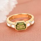 Peridot und Zirkon Solitär Herren Ring 925 Silber 585 Vergoldet image number 1