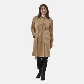 LA MAREY - Trenchcoat mit Hüftgürtel, L, Khaki