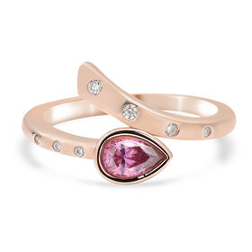 Rosa und weißer Moissanit-Ring - 0,45 ct.