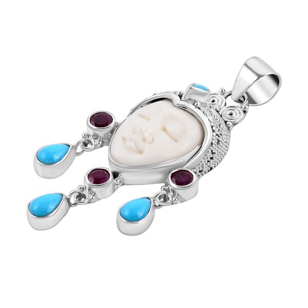 Royal Bali - Sleeping Beauty T&uuml;rkis und afrikanischer Rubin-Anh&auml;nger, (Fissure gef&uuml;llt), 925 Silber ca. 4.19 ct image number 4