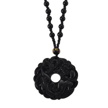 Schwarzer Glasachat Halskette 63 cm ca. 200.00 ct