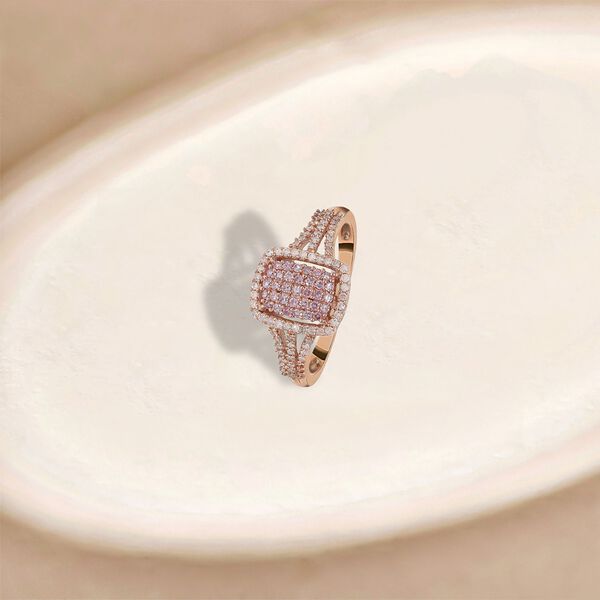 Nat&uuml;rlicher, rosa Diamant-Ring, I3, 375 Gold (Gr&ouml;&szlig;e 17.00) ca. 0,50 ct image number 2