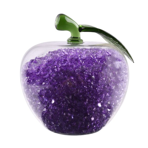 Handgefertigter und dekorativer Apfel-Figur aus Kristall, Lila image number 3