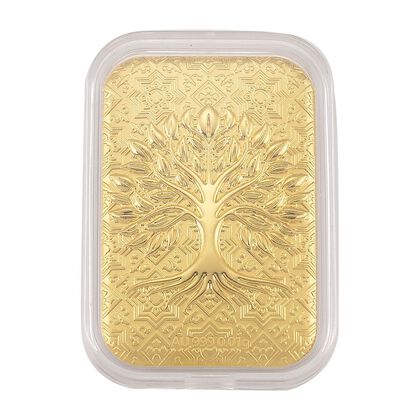 999er Goldplatte mit Lebensbaum-Motiv