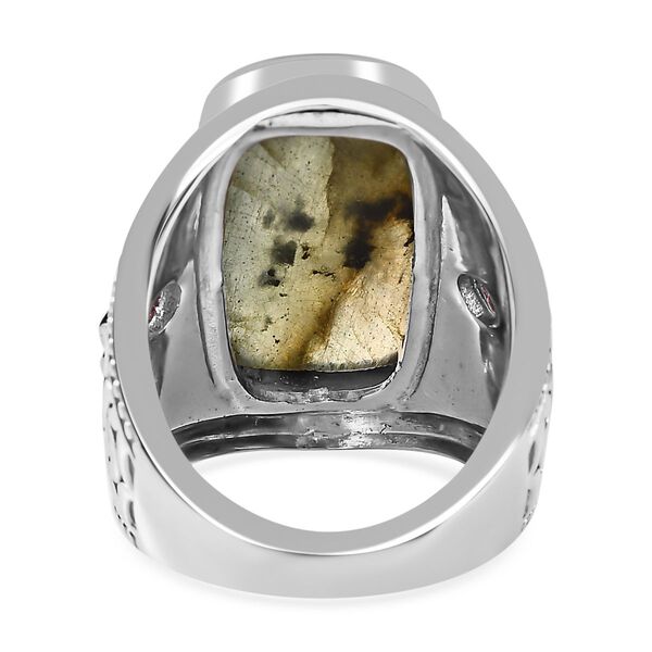 AAA Labradorit, Nat&uuml;rlicher Rhodolith Granat Ring, 925 Silber platiniert, (Gr&ouml;&szlig;e 18.00) ca. 17.68 ct image number 6