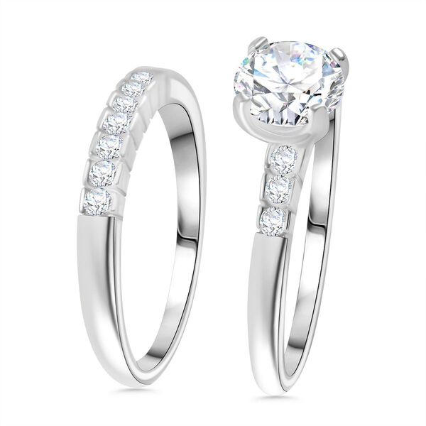 LUSTRO STELLA - Weißer Zirkonia Ring 925 Silber rhodiniert (Größe 17.00) image number 2