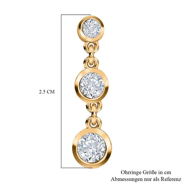 Moissanit Ohrringe, 925 Silber Gelbgold Vermeil, ca. 1.57 ct image number 4
