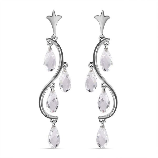 Wei&szlig;er Kristall Ohrringe 925 Silber