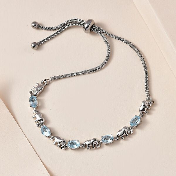 Himmelblauer Topas Armband ca. 25.5 cm Reines Messing platiniert ca. 2,65 ct. image number 8