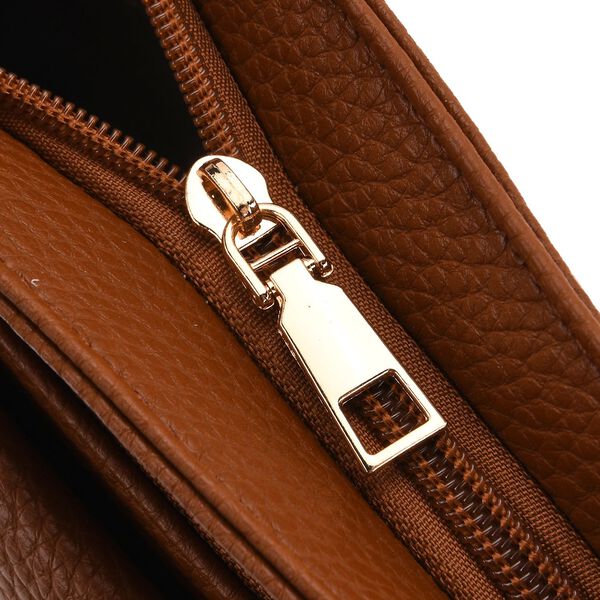 Crossbody-Tasche mit gewebtem Schulterriemen und Rei&szlig;verschlussf&auml;chern, 24x28 cm, Braun image number 7